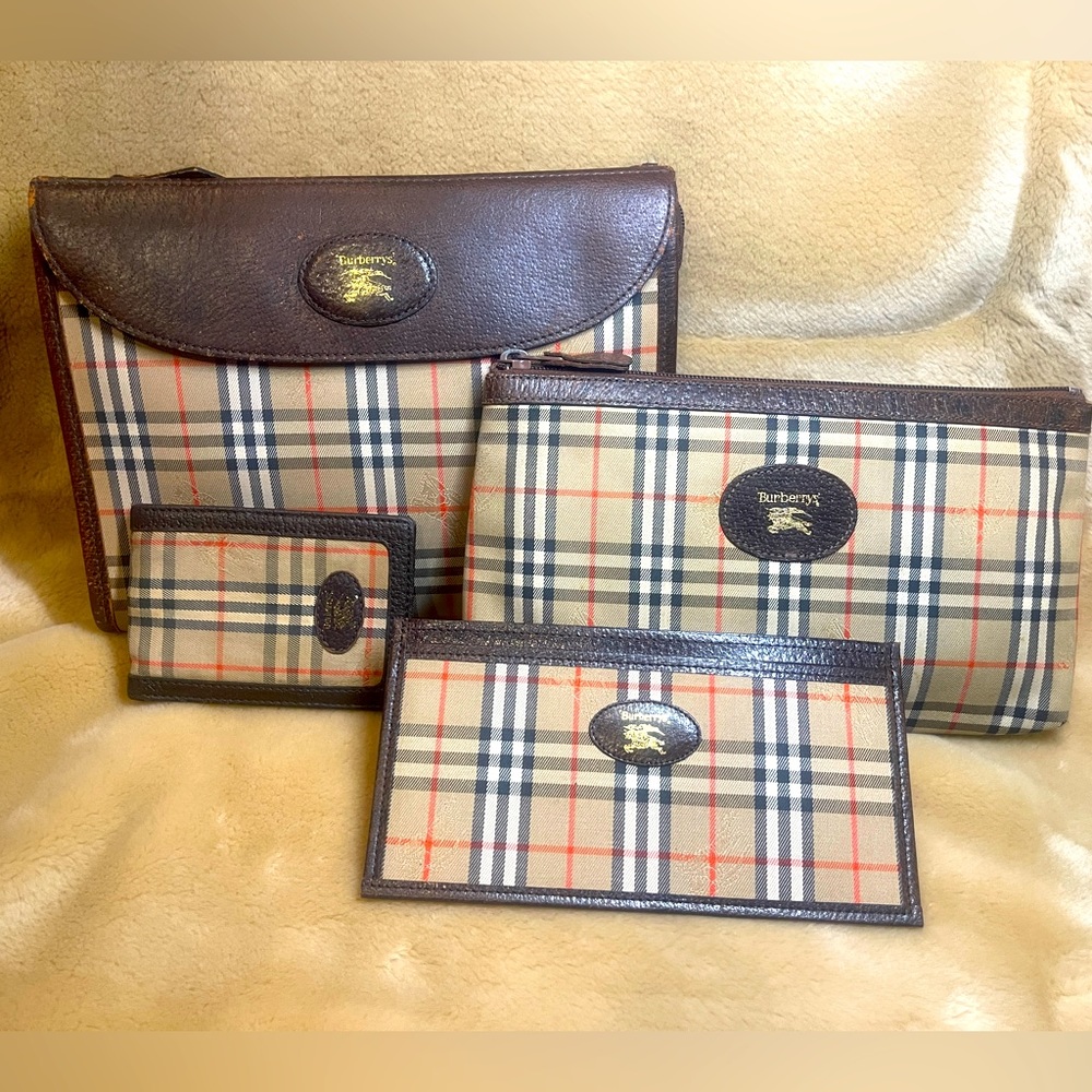 Vintage bundle Burberry clutch, pouch and wallets.